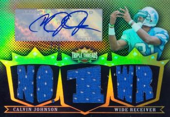 2007 Topps Triple Threads - Autographed Relic Gold #TTRA68 Calvin Johnson Front