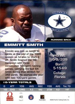 2000 Pacific Omega #40 Emmitt Smith Back