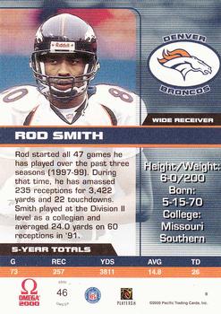 2000 Pacific Omega #46 Rod Smith Back