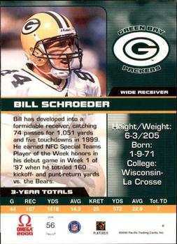 2000 Pacific Omega #56 Bill Schroeder Back