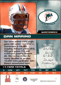 2000 Pacific Omega #75 Dan Marino Back