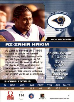 2000 Pacific Omega #114 Az-Zahir Hakim Back