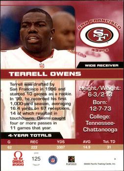 2000 Pacific Omega #125 Terrell Owens Back
