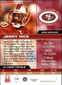 2000 Pacific Omega #126 Jerry Rice Back