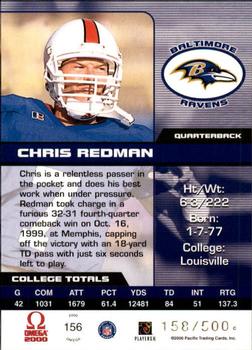 2000 Pacific Omega #156 Chris Redman Back
