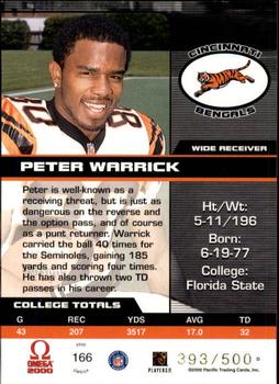 2000 Pacific Omega #166 Peter Warrick Back