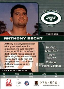 2000 Pacific Omega #198 Anthony Becht Back