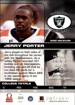 2000 Pacific Omega #203 Jerry Porter Back
