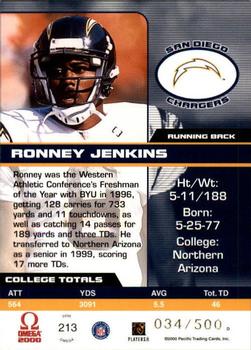 2000 Pacific Omega #213 Ronney Jenkins Back