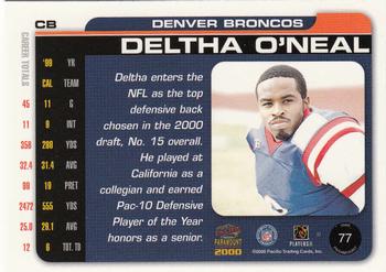 2000 Pacific Paramount #77 Deltha O'Neal Back