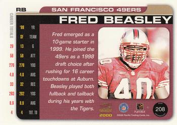 2000 Pacific Paramount #208 Fred Beasley Back