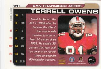 2000 Pacific Paramount #212 Terrell Owens Back
