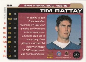 2000 Pacific Paramount #213 Tim Rattay Back