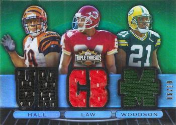 2007 Topps Triple Threads - Relic Combos Emerald #TTRC-19 Leon Hall / Ty Law / Charles Woodson Front