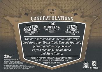 2007 Topps Triple Threads - Relic Combos Gold #TTRC-57 Peyton Manning / Joe Montana / Steve Young Back