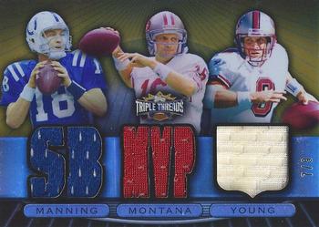 2007 Topps Triple Threads - Relic Combos Gold #TTRC-57 Peyton Manning / Joe Montana / Steve Young Front