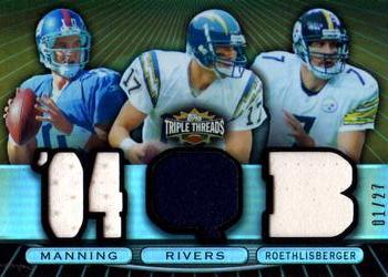 2007 Topps Triple Threads - Relic Combos Sepia #TTRC-45 Eli Manning / Philip Rivers / Ben Roethlisberger Front