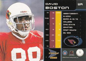 2000 Pacific Prism Prospects #1 David Boston Back