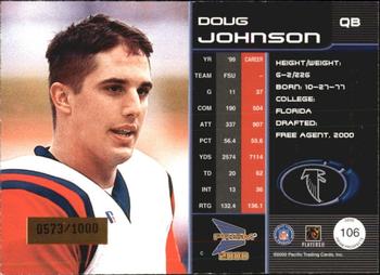 2000 Pacific Prism Prospects #106 Doug Johnson Back