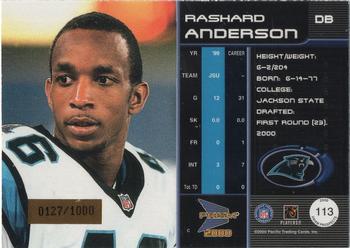 2000 Pacific Prism Prospects #113 Rashard Anderson Back
