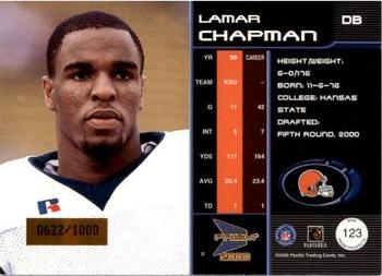 2000 Pacific Prism Prospects #123 Lamar Chapman Back
