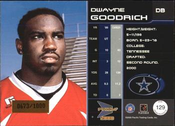 2000 Pacific Prism Prospects #129 Dwayne Goodrich Back