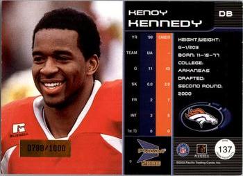 2000 Pacific Prism Prospects #137 Kenoy Kennedy Back