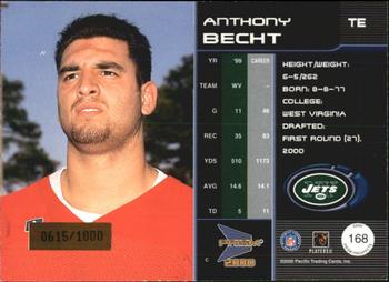 2000 Pacific Prism Prospects #168 Anthony Becht Back