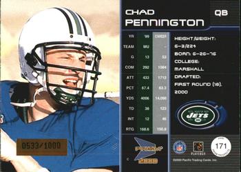 2000 Pacific Prism Prospects #171 Chad Pennington Back