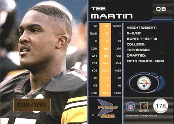 2000 Pacific Prism Prospects #178 Tee Martin Back