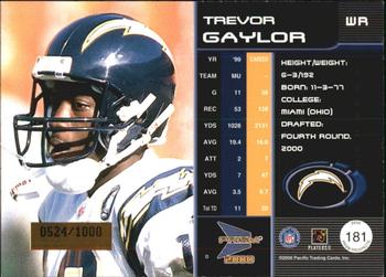 2000 Pacific Prism Prospects #181 Trevor Gaylor Back