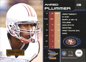 2000 Pacific Prism Prospects #185 Ahmed Plummer Back