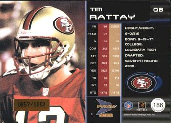 2000 Pacific Prism Prospects #186 Tim Rattay Back