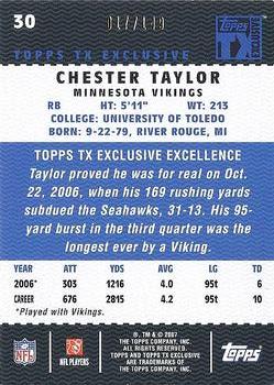 2007 Topps TX Exclusive - Bronze #30 Chester Taylor Back