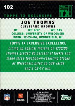 2007 Topps TX Exclusive - Bronze #102 Joe Thomas Back