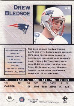 2000 Pacific Private Stock #58 Drew Bledsoe Back