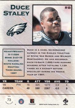 2000 Pacific Private Stock #73 Duce Staley Back