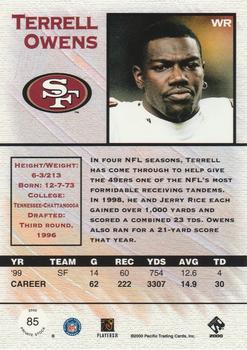2000 Pacific Private Stock #85 Terrell Owens Back