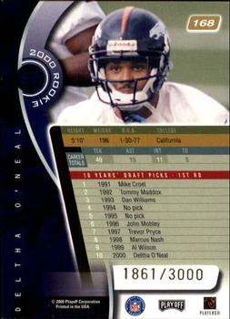 2000 Playoff Absolute #168 Deltha O'Neal Back