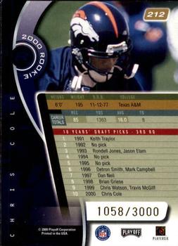 2000 Playoff Absolute #212 Chris Cole Back