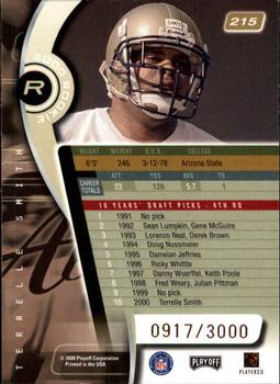 2000 Playoff Absolute #215 Terrelle Smith Back