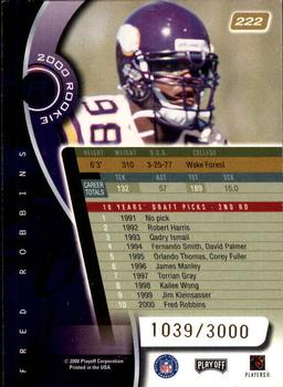 2000 Playoff Absolute #222 Fred Robbins Back