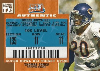2007 Topps TX Exclusive - Super Bowl Ticket Stub #SB-TJ Thomas Jones Front