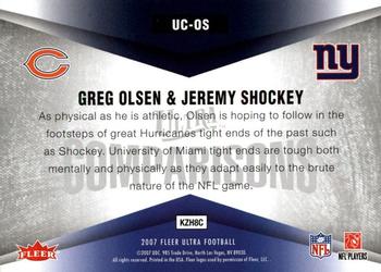 2007 Ultra - Comparisons #UC-OS Greg Olsen / Jeremy Shockey Back