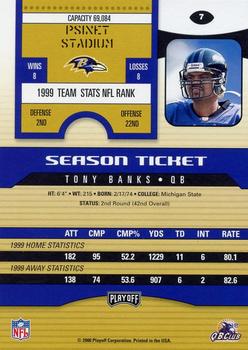 2000 Playoff Contenders #7 Tony Banks Back