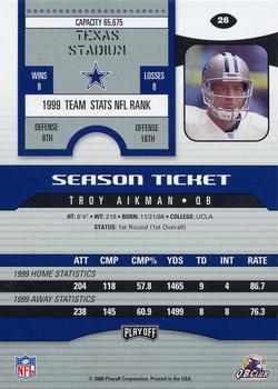 2000 Playoff Contenders #26 Troy Aikman Back