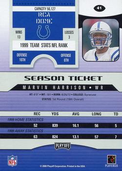 2000 Playoff Contenders #41 Marvin Harrison Back