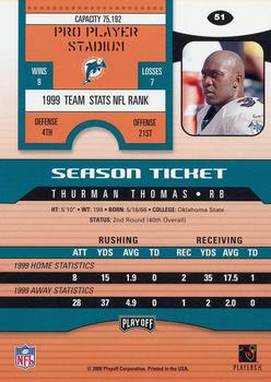 2000 Playoff Contenders #51 Thurman Thomas Back