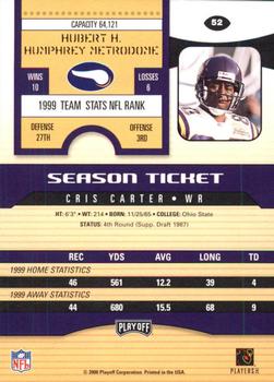 2000 Playoff Contenders #52 Cris Carter Back