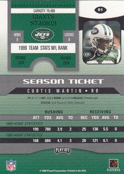 2000 Playoff Contenders #61 Curtis Martin Back